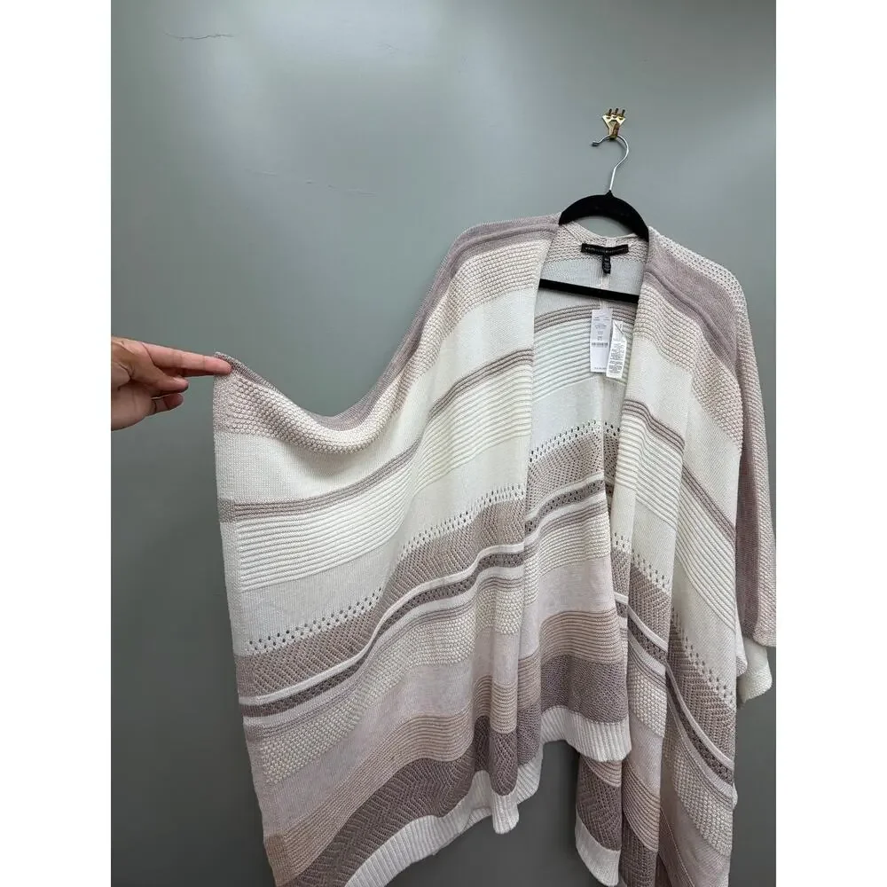 NWT White House Black Market Mixed Texture Ruana Poncho Neutral M/L